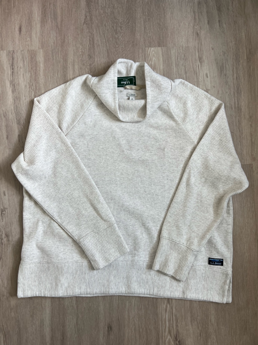 L.L. Bean NWT Lakewashed Double-Knit Funnelneck 3X Oatmeal Heather - Picture 1 of 7